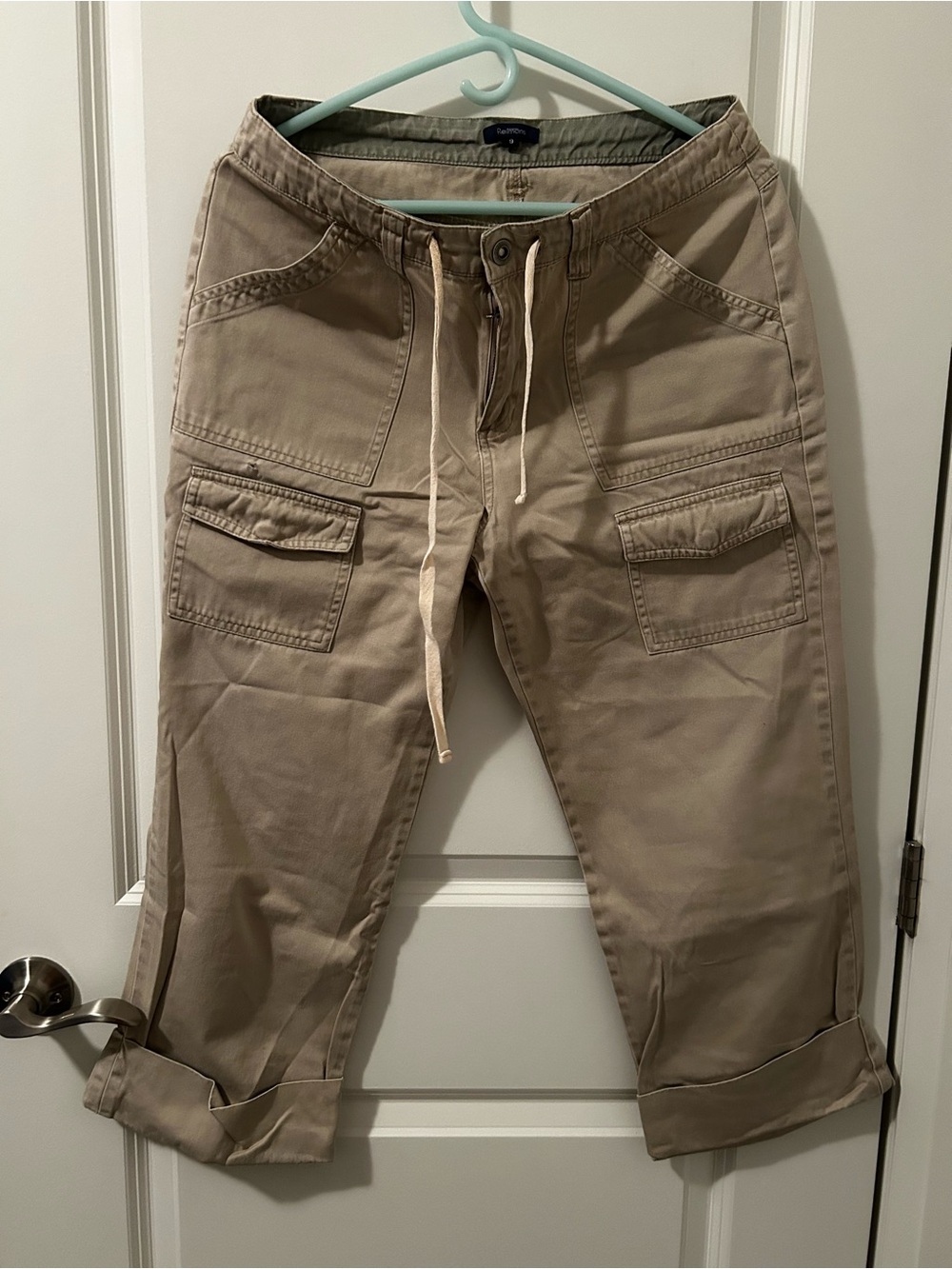 Women’s Khaki Cargo Drawstring Pants
